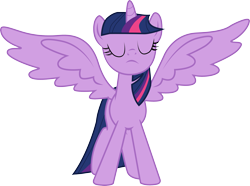 Size: 3051x2273 | Tagged: dead source, safe, artist:a01421, derpibooru import, twilight sparkle, twilight sparkle (alicorn), alicorn, pony, magical mystery cure, eyes closed, female, mare, simple background, solo, spread wings, transparent background, vector, wings