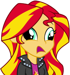 Size: 4635x5000 | Tagged: safe, edit, sunset shimmer, equestria girls, absurd resolution, bad edit, cross-eyed, derp, inverted mouth, shimmersmile, simple background, transparent background, vector