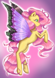 Size: 400x566 | Tagged: dead source, safe, artist:misukitty, fluttershy, pegasus, pony, butterfly wings, female, mare