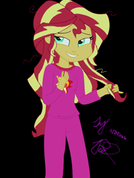 Size: 2448x3264 | Tagged: safe, artist:panzerpiel, sunset shimmer, equestria girls, clothes, pajamas, solo