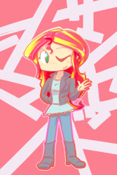 Size: 600x900 | Tagged: safe, artist:steve, sunset shimmer, equestria girls, pixiv, solo, wink