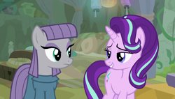 Size: 1920x1090 | Tagged: safe, screencap, maud pie, starlight glimmer, pony, rock solid friendship, lidded eyes