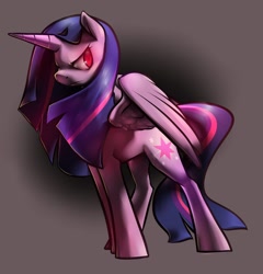 Size: 1280x1332 | Tagged: safe, artist:kilo, derpibooru import, twilight sparkle, twilight sparkle (alicorn), alicorn, pony, magical mystery cure, dark magic, dark twilight, evil twilight, female, glowing eyes, mare, serious face, solo, tyrant sparkle