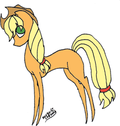 Size: 900x944 | Tagged: safe, artist:toppops, applejack, earth pony, pony, blonde mane, female, mare, orange coat, pointy ponies, solo