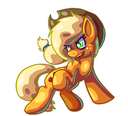 Size: 900x821 | Tagged: safe, artist:mephikal, applejack, earth pony, pony, action pose, simple background, solo