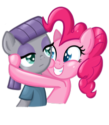 Size: 1872x2160 | Tagged: safe, artist:thecheeseburger, maud pie, pinkie pie, earth pony, pony, maud pie (episode), hug, squishy cheeks