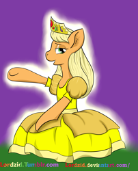 Size: 1900x2348 | Tagged: safe, artist:lordzid, applejack, earth pony, pony, bipedal, clothes, dress, solo