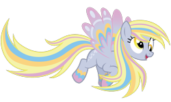 Size: 1500x900 | Tagged: safe, artist:jakeraschestadt, derpy hooves, pegasus, pony, epic derpy, female, mare, rainbow power, rainbow power-ified, simple background, solo, transparent background, vector, xk-class end-of-the-world scenario