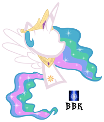 Size: 1008x1180 | Tagged: safe, artist:bb-k, princess celestia, alicorn, pony, female, horn, mare, multicolored mane, reimagine, solo, white coat