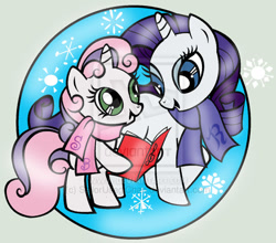 Size: 600x528 | Tagged: safe, artist:sailorusagichan, rarity, sweetie belle, pony, unicorn, sisters, watermark