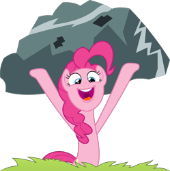 Size: 6000x6027 | Tagged: safe, artist:dasprid, pinkie pie, earth pony, pony, absurd resolution, grass, rock, simple background, solo, transparent background, vector