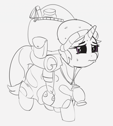 Size: 1280x1433 | Tagged: safe, artist:pabbley, starlight glimmer, unicorn, the mean 6, 30 minute art challenge, camping outfit, female, mare, partial color, solo, sweatdrop