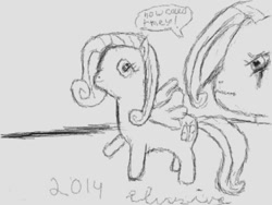 Size: 640x480 | Tagged: safe, artist:elusive, fluttershy, pegasus, pony, art academy first/second semester, monochrome, sketch, toy