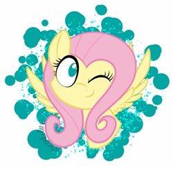 Size: 2768x2720 | Tagged: safe, artist:grendeleev, fluttershy, pegasus, pony, smiling, solo, wink