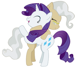 Size: 941x849 | Tagged: safe, artist:matiasandstuff, mayor mare, rarity, earth pony, pony, unicorn, female, horn, hug, mare