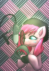 Size: 1000x1461 | Tagged: safe, artist:taps, pinkie pie, earth pony, pony, headphones, microphone, solo