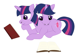 Size: 5608x4007 | Tagged: safe, artist:ze, derpibooru import, twilight sparkle, absurd resolution, book, conjoined, conjoined twins, multiple heads, purple smart, simple background, solo, together forever, transparent background, two heads