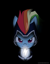 Size: 1024x1293 | Tagged: safe, artist:sycotei-b, derpibooru import, rainbow dash, zapp, pegasus, pony, power ponies (episode), power ponies, solo