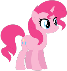 Size: 1024x1087 | Tagged: safe, artist:ra1nb0wk1tty, pinkie pie, sunset shimmer, pony, unicorn, female, mare, palette swap, recolor, simple background, solo, transparent background