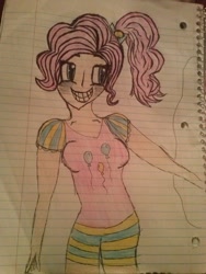 Size: 720x960 | Tagged: safe, artist:pegasister5498, pinkie pie, human, humanized, solo, traditional art