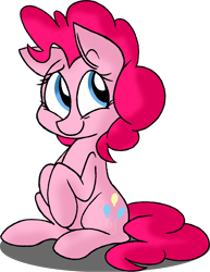 Size: 1160x1499 | Tagged: safe, artist:strangiesleepy, pinkie pie, earth pony, pony, cute, diapinkes, simple background, sitting, smiling, solo, transparent background