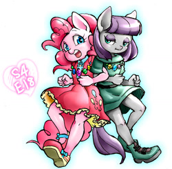 Size: 1280x1252 | Tagged: safe, artist:hobilo, maud pie, pinkie pie, anthro, maud pie (episode), back to back, female, pie sisters, rock candy necklace, siblings, sisters