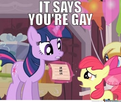 Size: 784x664 | Tagged: safe, derpibooru import, edit, edited screencap, screencap, apple bloom, twilight sparkle, the last roundup, caption, hub logo, image macro, reaction image