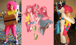 Size: 1280x764 | Tagged: safe, artist:gomigomipomi, artist:tempestfae, dj pon-3, pinkie pie, vinyl scratch, human, cosplay, fursuit, irl, irl human, photo, pinkamena diane pie