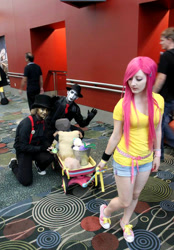 Size: 598x857 | Tagged: safe, artist:aya-chanluvschu, pinkie pie, human, cosplay, irl, irl human, photo, pinkamena diane pie, steam powered giraffe