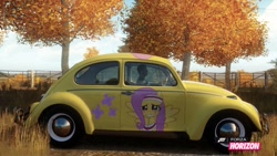 Size: 1280x720 | Tagged: safe, fluttershy, pegasus, pony, car, cutie mark, forza horizon, itasha, volkswagen, volkswagen beetle