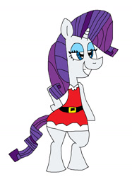 Size: 1049x1401 | Tagged: safe, artist:hunterxcolleen, rarity, pony, unicorn, bipedal, christmas, clothes, dress