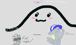 Size: 801x481 | Tagged: safe, artist:hipster-ponies, artist:kasun05, artist:shuffle001, derpy hooves, pegasus, pony, :3, cursive writing, dragon ranger, eqla, equestria la, female, flockdraw, green ranger, hat, kyouryuu sentai zyuranger, mare