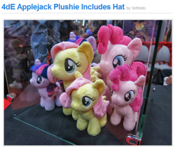 Size: 628x537 | Tagged: safe, applejack, fluttershy, pinkie pie, twilight sparkle, 4de, equestria daily, irl, photo, plushie