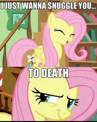 Size: 320x402 | Tagged: safe, fluttershy, pegasus, pony, hape, image macro, imma snuggle you, meme, snuggling