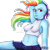 Size: 1024x1024 | Tagged: safe, artist:bunnynha, derpibooru import, rainbow dash, human, alternate hairstyle, arm behind head, armpits, belly button, female, humanized, midriff, pony coloring, simple background, solo, transparent background, watermark