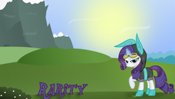 Size: 6000x3373 | Tagged: safe, artist:a-jewel-of-rarity, artist:godoffury, rarity, pony, unicorn, absurd resolution, bunny ears, clothes, costume, dangerous mission outfit, female, goggles, hoodie, looking at you, mare, solo, wallpaper