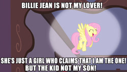 Size: 900x506 | Tagged: safe, screencap, fluttershy, pegasus, pony, filli vanilli, billie jean, flutterguy, meme, michael jackson, moonwalk, singing, solo, song reference, spotlight