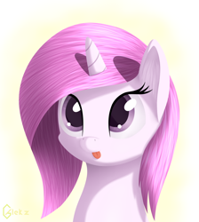 Size: 3578x4000 | Tagged: safe, artist:galekz, princess celestia, alicorn, pony, :p, bust, cewestia, filly, portrait, smiling, solo, tongue out, younger