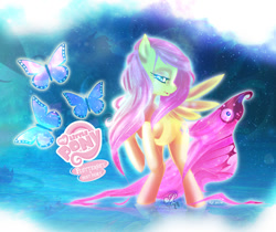 Size: 900x756 | Tagged: safe, artist:sahtori-kamaya, fluttershy, butterfly, pegasus, pony, best pony, solo