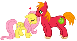 Size: 504x266 | Tagged: safe, artist:mango-blossom, big macintosh, fluttershy, earth pony, pegasus, pony, fluttermac, heart, male, shipping, stallion, straight