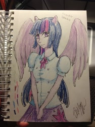 Size: 2448x3264 | Tagged: safe, artist:musouhinotori, derpibooru import, twilight sparkle, equestria girls, sketchbook, solo, traditional art