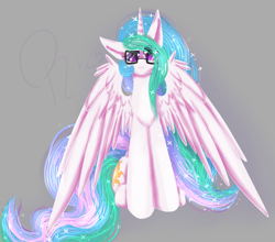 Size: 2859x2516 | Tagged: safe, artist:pixelsartshop, princess celestia, alicorn, pony, glasses, hipster, hipster glasses, looking at you, sitting, solo, spread wings