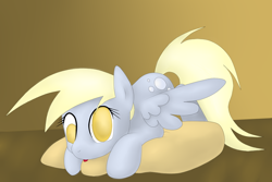 Size: 1050x700 | Tagged: safe, artist:idsmehlite, derpy hooves, pegasus, pony, female, mare, pillow, solo