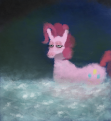 Size: 1154x1252 | Tagged: safe, artist:ruezero, pinkie pie, earth pony, pony, female, mare, pink coat, pink mane, simple background, solo