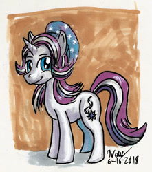 Size: 800x904 | Tagged: safe, artist:blademanunitpi, starlight glimmer, pony, unicorn, beanie, hat, smiling, solo, traditional art