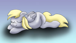Size: 2971x1702 | Tagged: safe, artist:seenty, derpy hooves, pegasus, pony, female, mare, pregnant, sleeping, solo