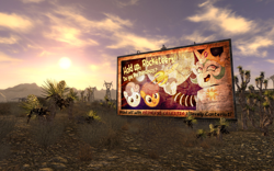 Size: 900x563 | Tagged: safe, artist:pixelkitties, princess celestia, scootaloo, sweetie belle, alicorn, pony, robot, billboard, fallout, fallout: new vegas