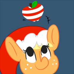 Size: 500x500 | Tagged: safe, applejack, earth pony, pony, apple, ask, ask ol applejack, hat, solo