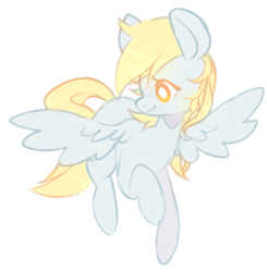 Size: 564x575 | Tagged: safe, artist:buljong, derpy hooves, pegasus, pony, ask doctor whooves, cute, derpabetes, female, flying, looking back, mare, simple background, solo, spread wings, white background, white pupils, wings