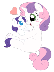 Size: 1451x1949 | Tagged: safe, artist:pridark, rarity, sweetie belle, pony, unicorn, age regression, filly, foal, role reversal, simple background, sisters, transparent background